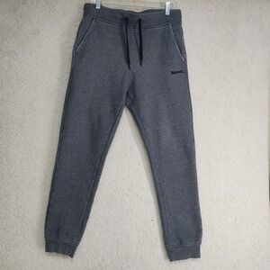 Bench Sweatpants Mens S Gray Jogger Fleece Drawstring Cuffed Embroidered Logo